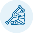 Protective boot and support symbol representing disability and life insurance