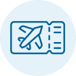Airplane and travel documents representing relocation assistance